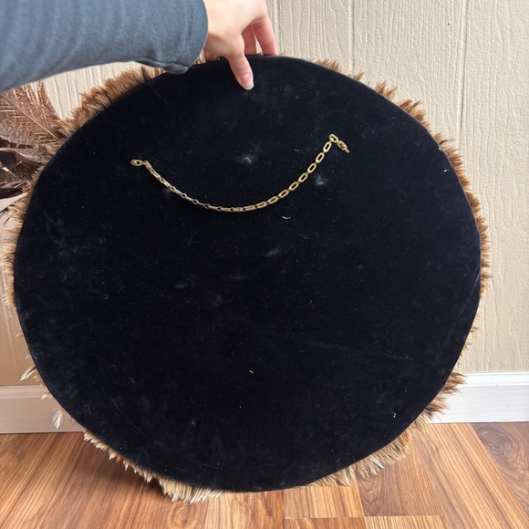 Turquoise Skull Wall Hanging Fur Feathers Leathers Accents - Picture 12 of 12